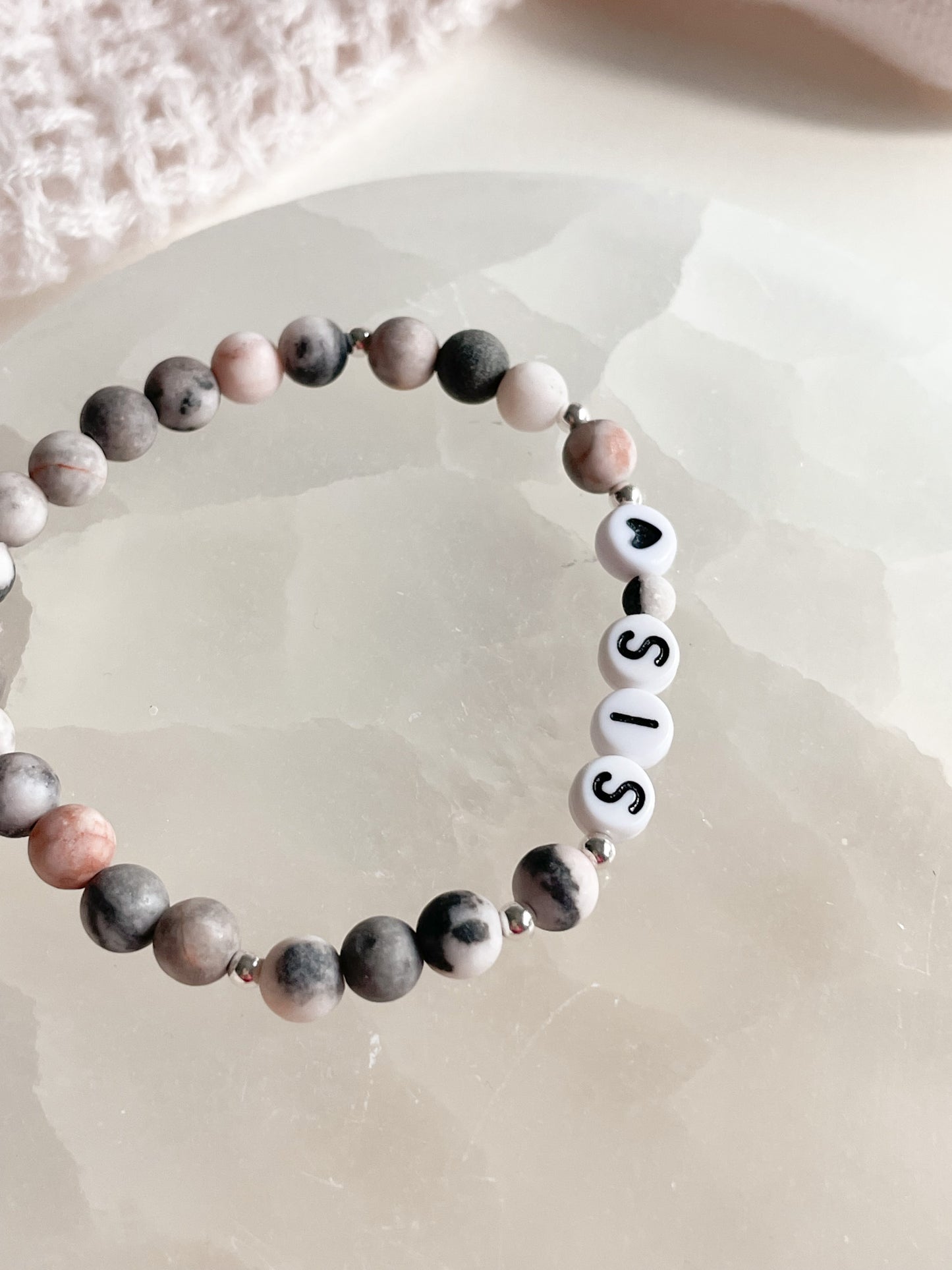 PERSONALIZE YOUR OWN BRACELET - MATTE PINK ZEBRA JASPER 6MM