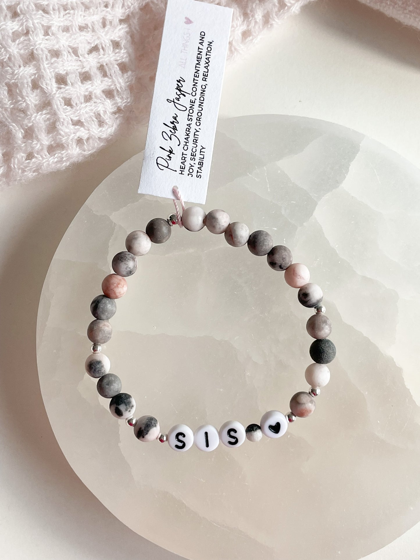 PERSONALIZE YOUR OWN BRACELET - MATTE PINK ZEBRA JASPER 6MM