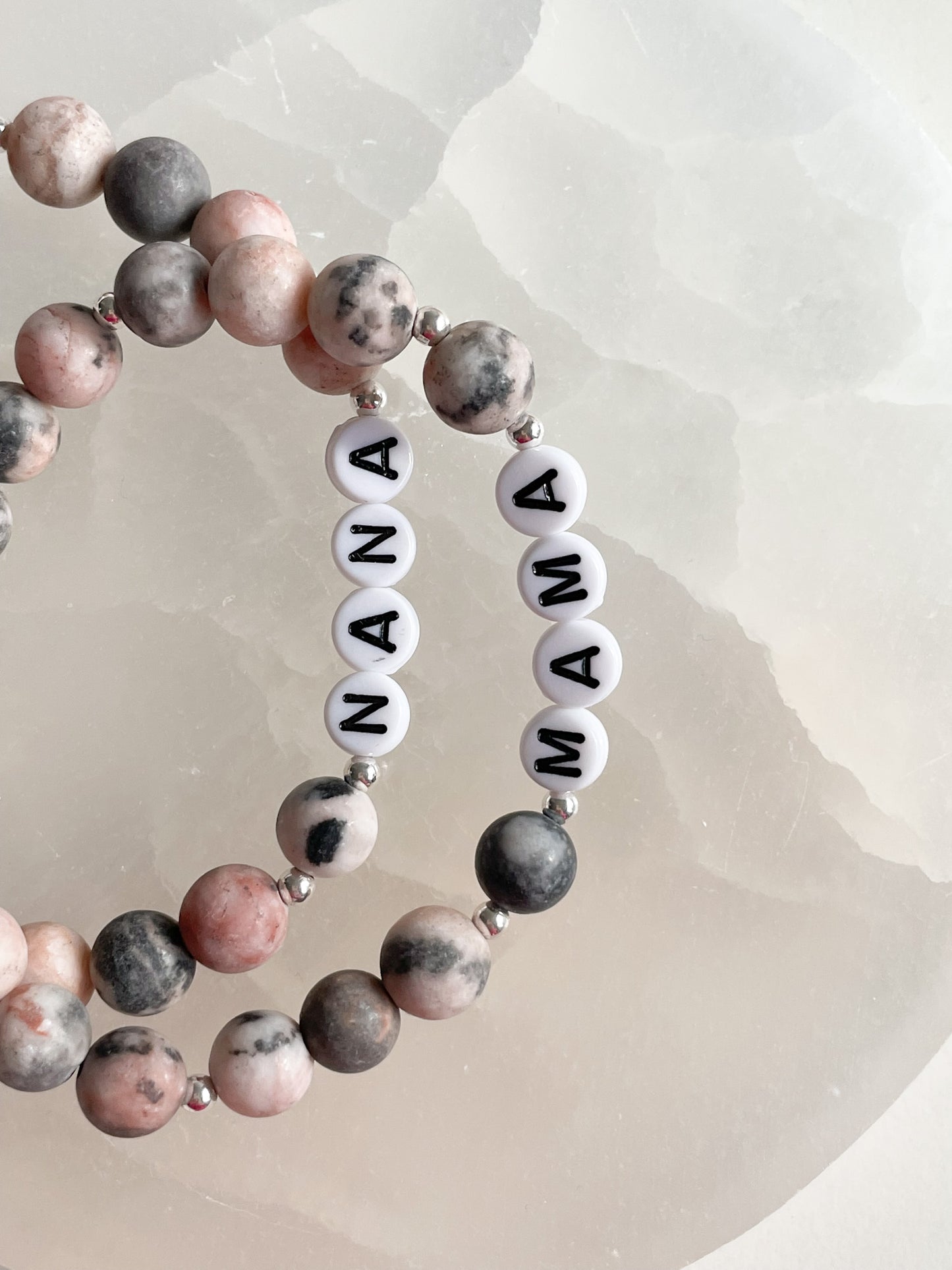 PERSONALIZE YOUR OWN BRACELET - MATTE PINK ZEBRA JASPER 8MM