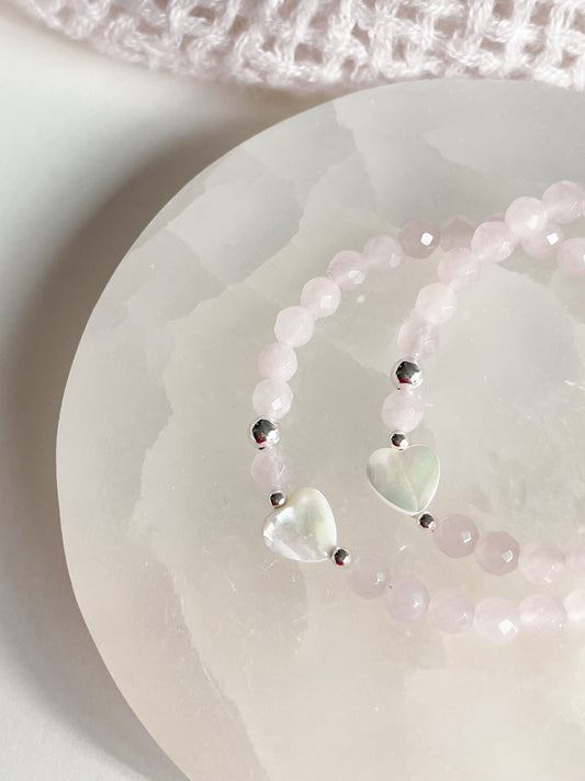 TESORO BRACELET - FACETED ROSE QUARTZ, 6MM