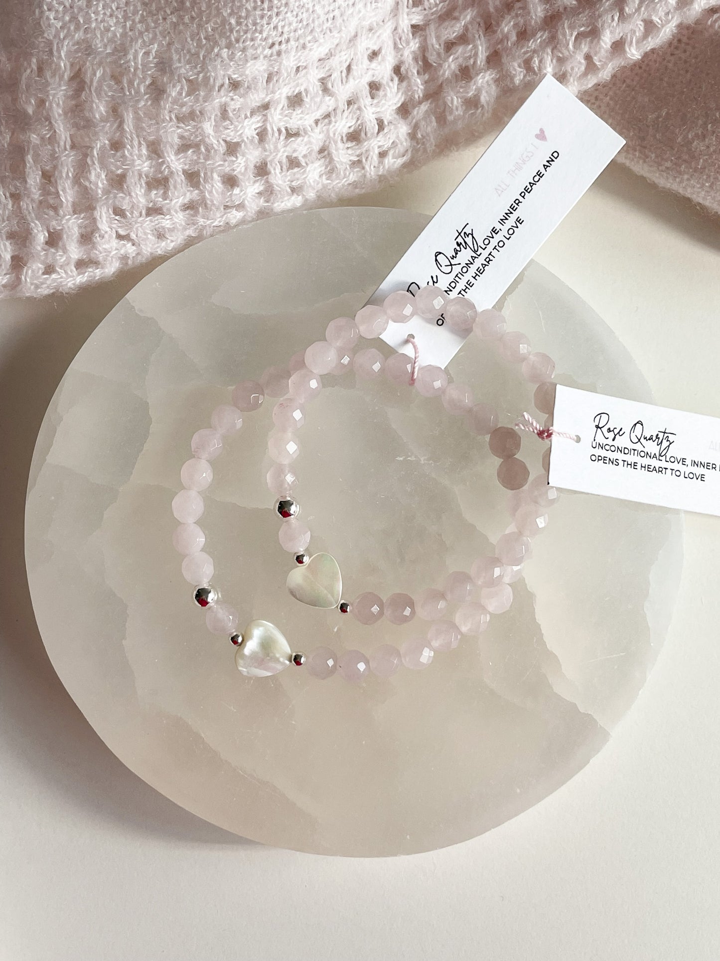 TESORO BRACELET - FACETED ROSE QUARTZ, 6MM