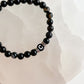 LETTER BEAD BRACELET - BLACK BANDED AGATE 6MM