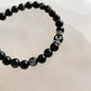 LETTER BEAD BRACELET - BLACK BANDED AGATE 6MM