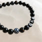 LETTER BEAD BRACELET - BLACK BANDED AGATE 8MM