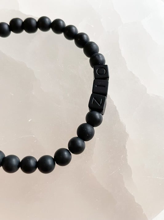 LETTER BEAD BRACELET - MATTE BLACK ONYX 6MM