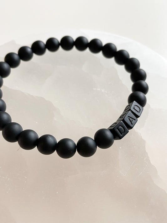 LETTER BEAD BRACELET - MATTE BLACK ONYX 8MM