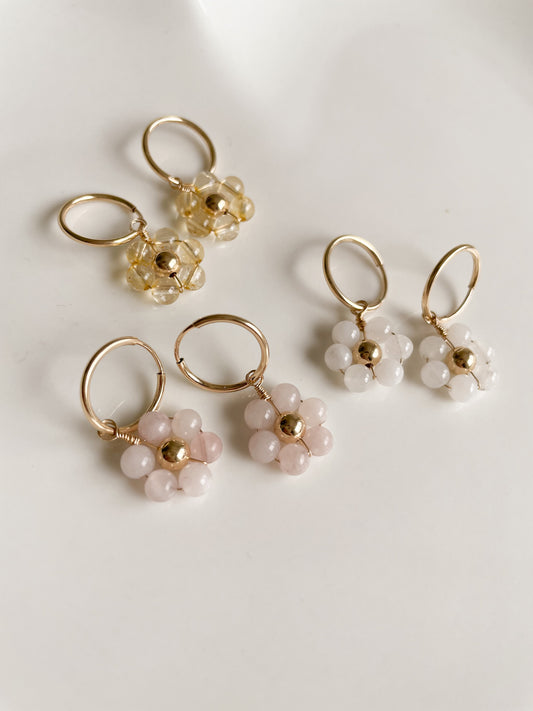 HAPPY DAISY HOOPS - 14K GOLD FILLED