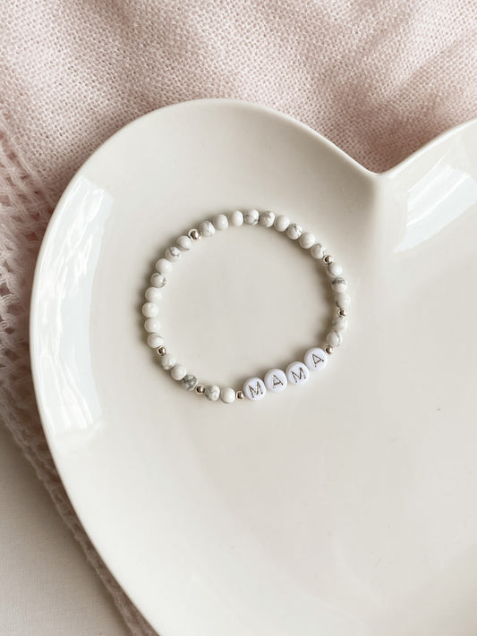 LETTER BEAD BRACELET - HOWLITE 4MM