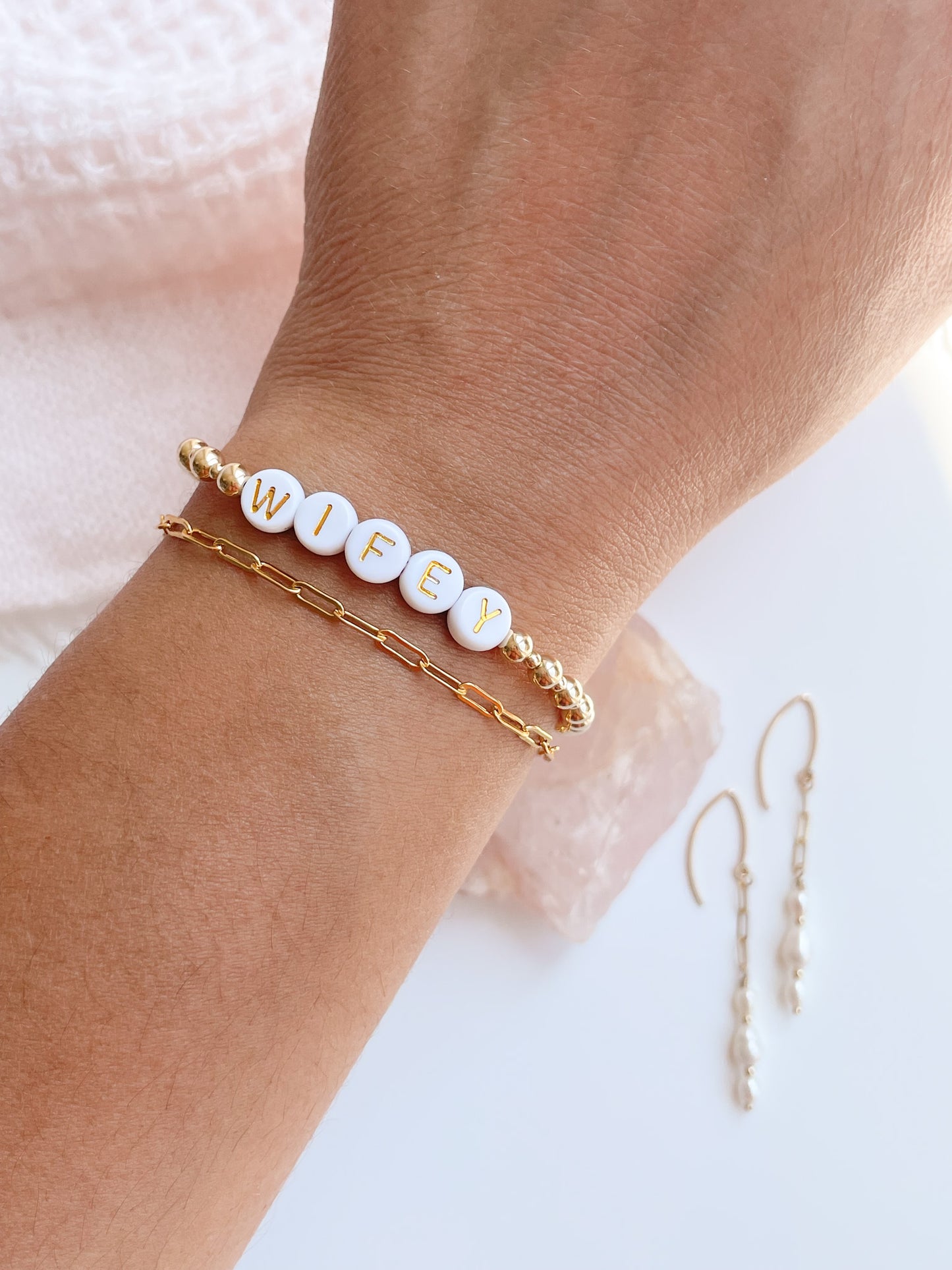 14K GOLD FILLED LETTER BEAD BRACELET - 4MM