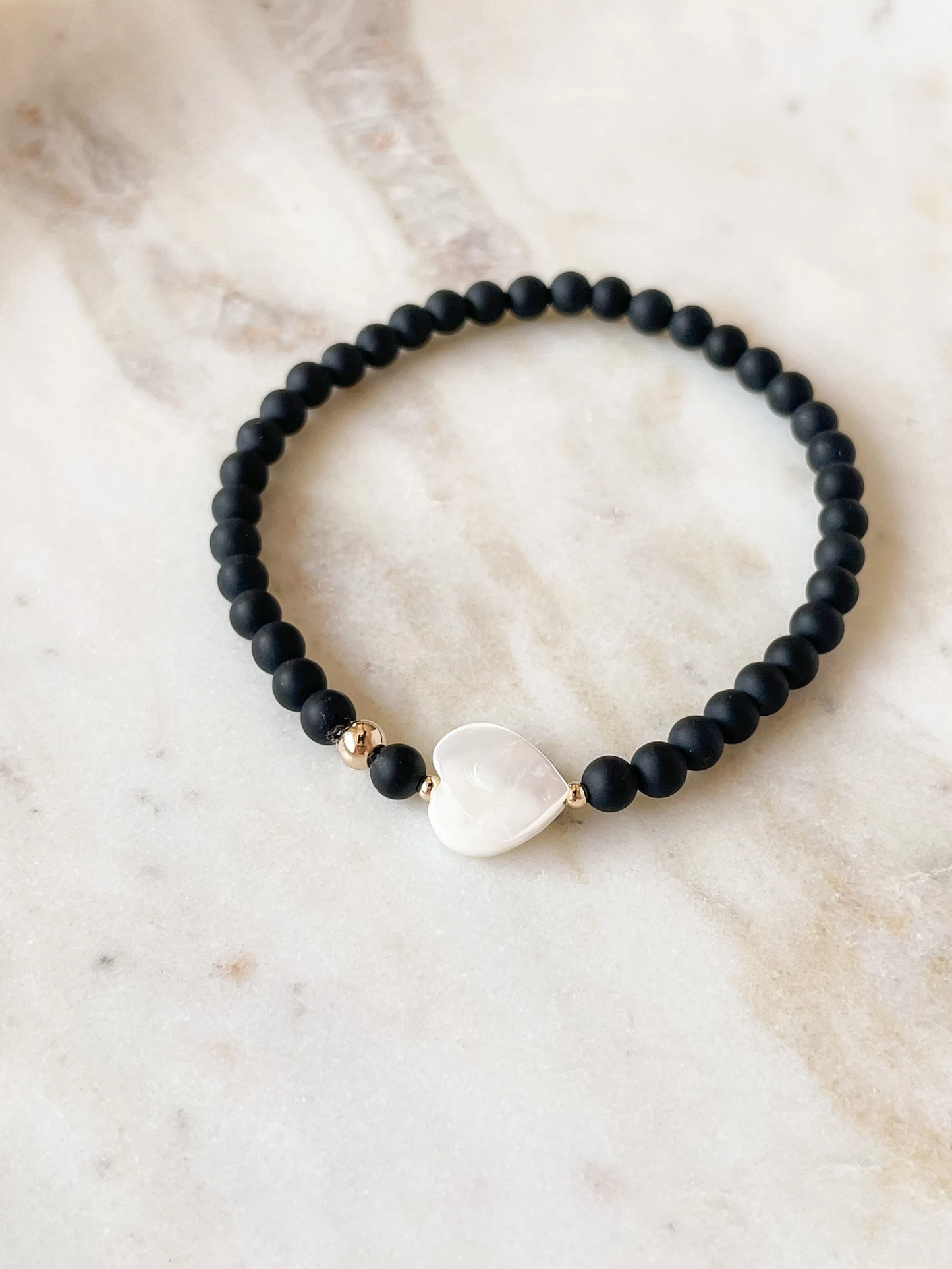 SWEET HEART BRACELET - BLACK ONYX, 4MM